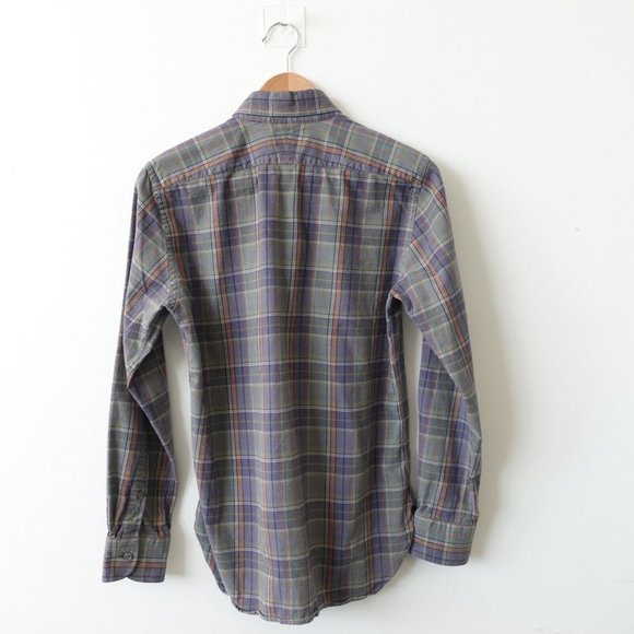 Blue Plaid Tartan Shirt Men Small DUNHILL LONDON Cotton Button Down Tailored Fit - Picture 6 of 8